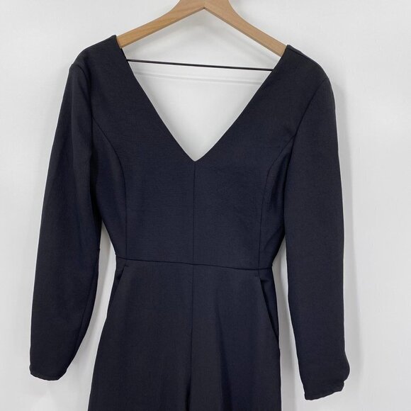 Aritzia Wilfred Black Écoulement Jumpsuit Long Sleeve Keyhole Tie Size 2 - Picture 3 of 12
